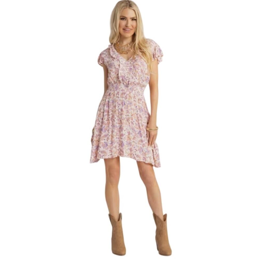 Jessica Simpson Jade Ruffle Mini Dress Flutter Sleeve V-Neck Coquette MEDIUM
